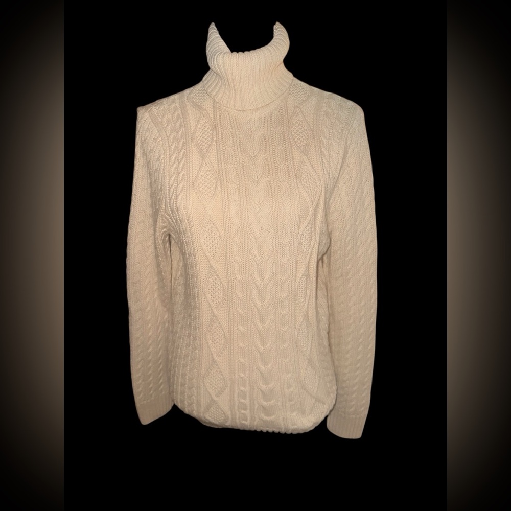 🤍 Elegant WAINSCOTT Ivory Cable Turtleneck Sweater | BNWT | Size L 🤍